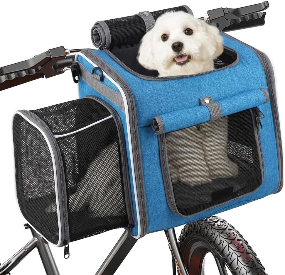 3-in-1 Expandable Pet Bike Carrier & Backpack – Grey