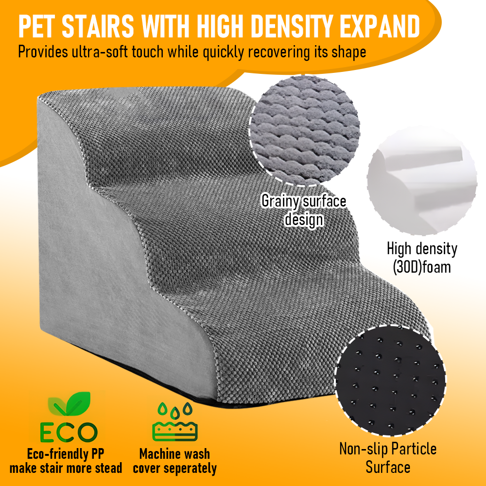 3-Tier Foam Dog Ramp – Non-Slip Pet Steps for Beds & Sofas, up to 18kg