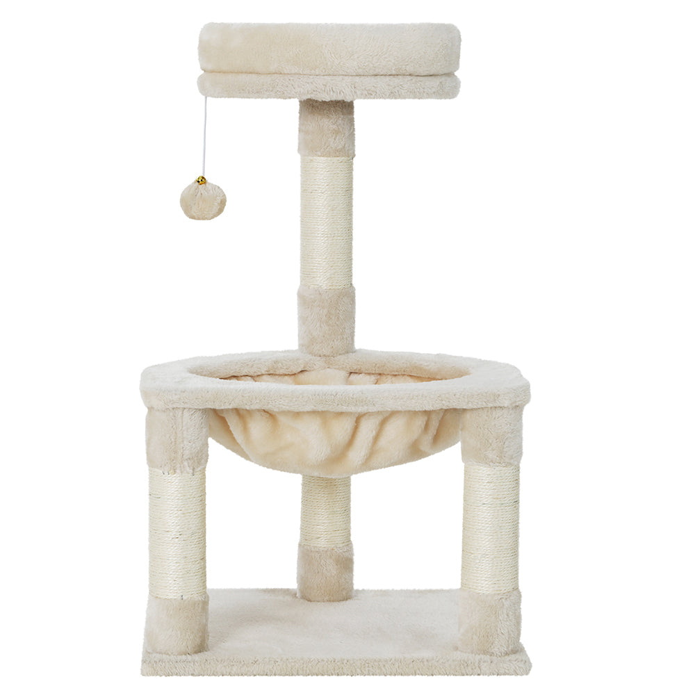 i.Pet 69cm Cat Tree with Scratching Post, Hammock & Condo – Beige