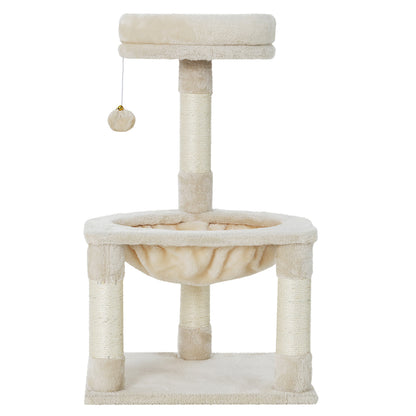 i.Pet 69cm Cat Tree with Scratching Post, Hammock & Condo – Beige