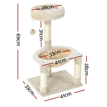 i.Pet 69cm Cat Tree with Scratching Post, Hammock & Condo – Beige
