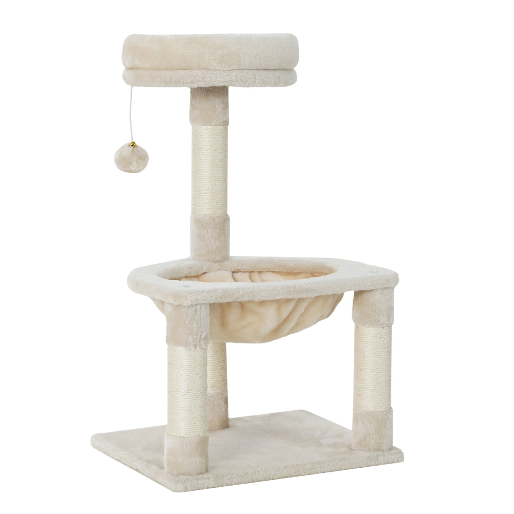 i.Pet 69cm Cat Tree with Scratching Post, Hammock & Condo – Beige