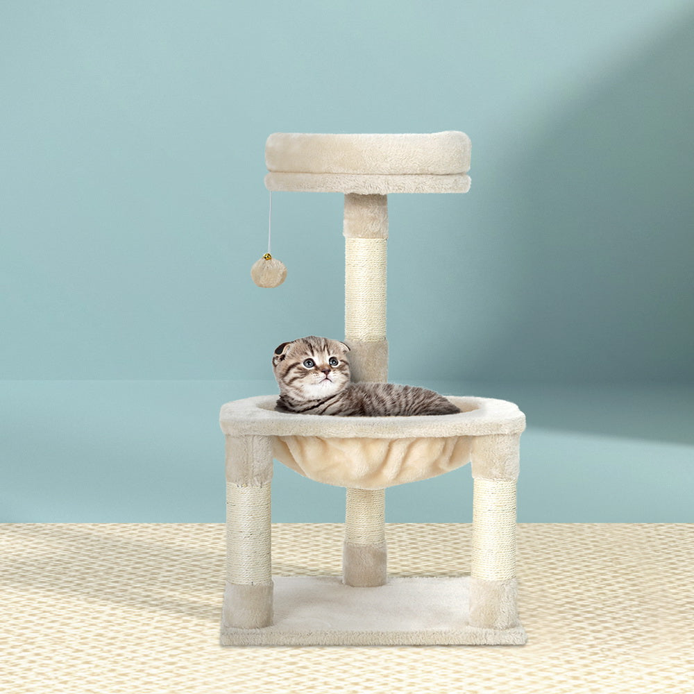 i.Pet 69cm Cat Tree with Scratching Post, Hammock & Condo – Beige