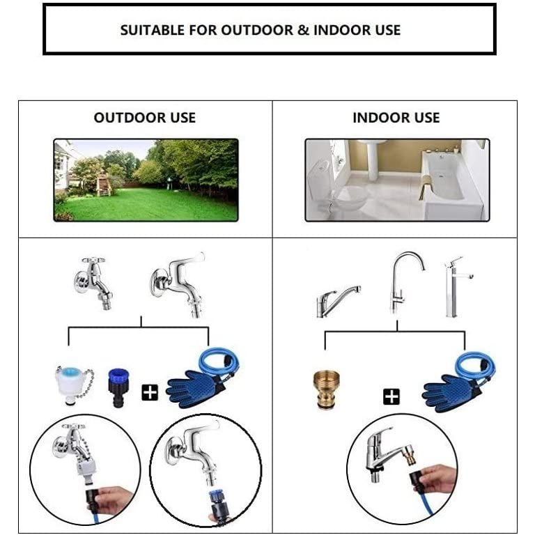Dog Washing Glove with Hose & Tap Adapters