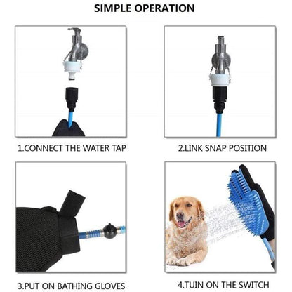 Dog Washing Glove with Hose & Tap Adapters
