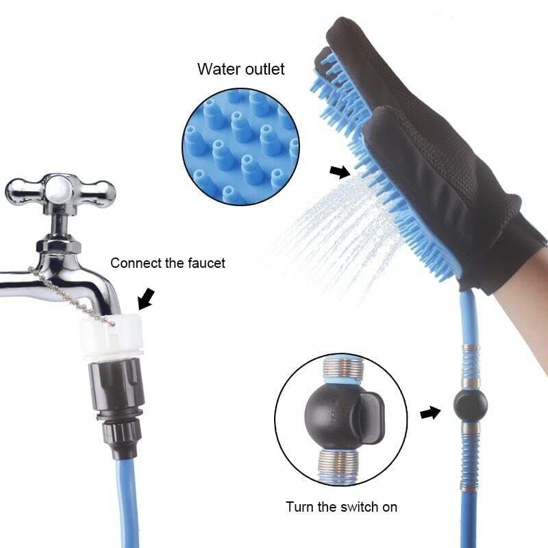 Dog Washing Glove with Hose & Tap Adapters