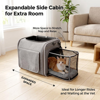 3-in-1 Expandable Pet Bike Carrier & Backpack – Grey