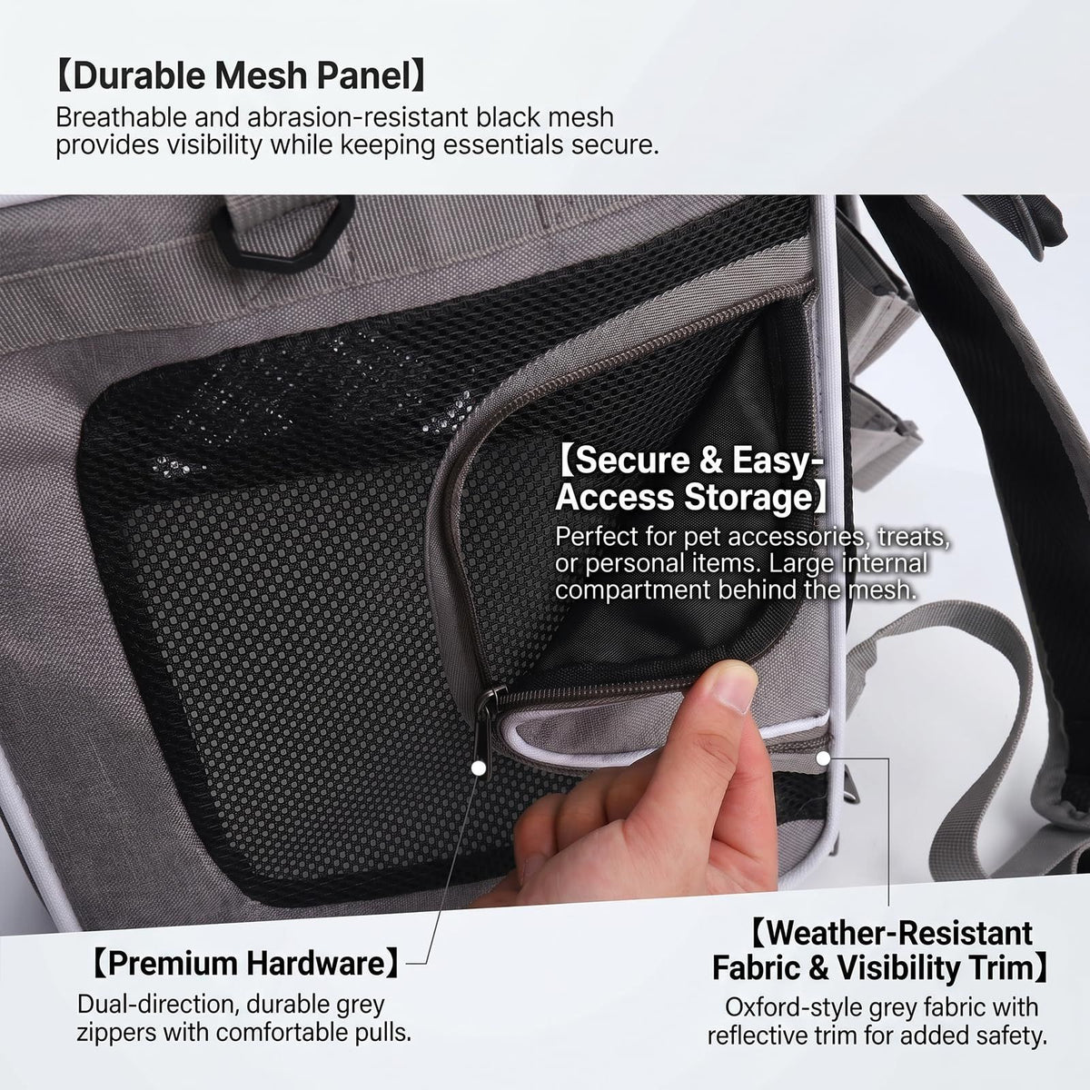 3-in-1 Expandable Pet Bike Carrier & Backpack – Grey