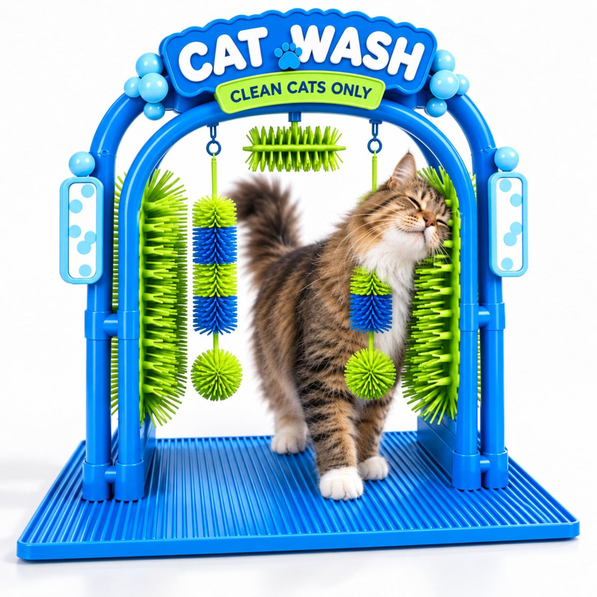 Cat Self-Grooming Arch with Brushes – Blue