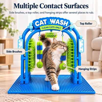 Cat Self-Grooming Arch with Brushes – Blue