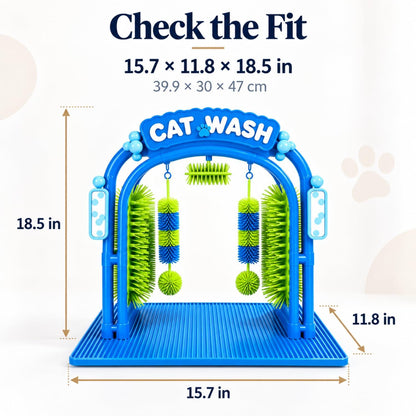 Cat Self-Grooming Arch with Brushes – Blue
