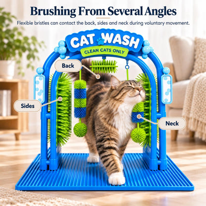 Cat Self-Grooming Arch with Brushes – Blue