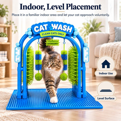 Cat Self-Grooming Arch with Brushes – Blue