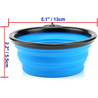 Foldable Silicone Travel Pet Bowl with Carabiner – 2 Pack