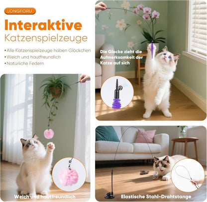 Interactive Cat Fishing Toy with Suction Cup – 17 Piece Set