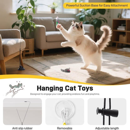 Interactive Cat Fishing Toy with Suction Cup – 17 Piece Set