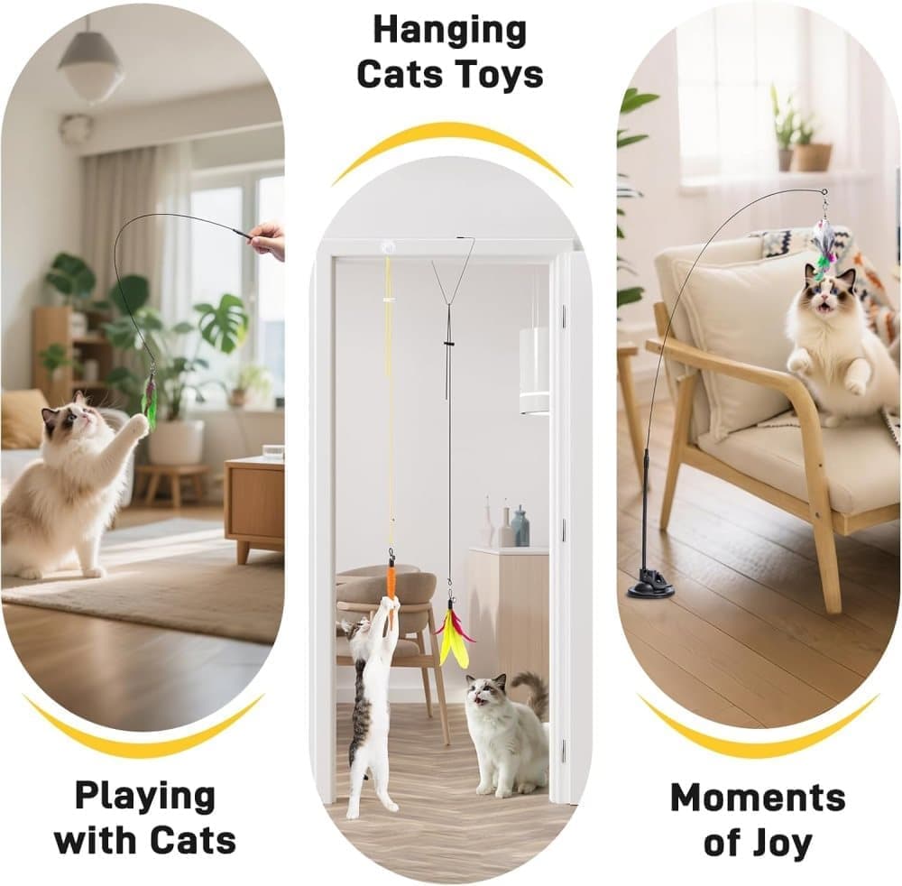 Interactive Cat Fishing Toy with Suction Cup – 17 Piece Set