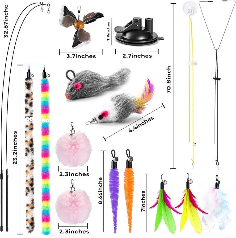 Interactive Cat Fishing Toy with Suction Cup – 17 Piece Set