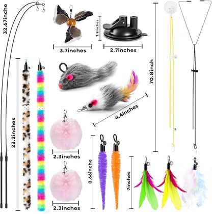 Interactive Cat Fishing Toy with Suction Cup – 17 Piece Set