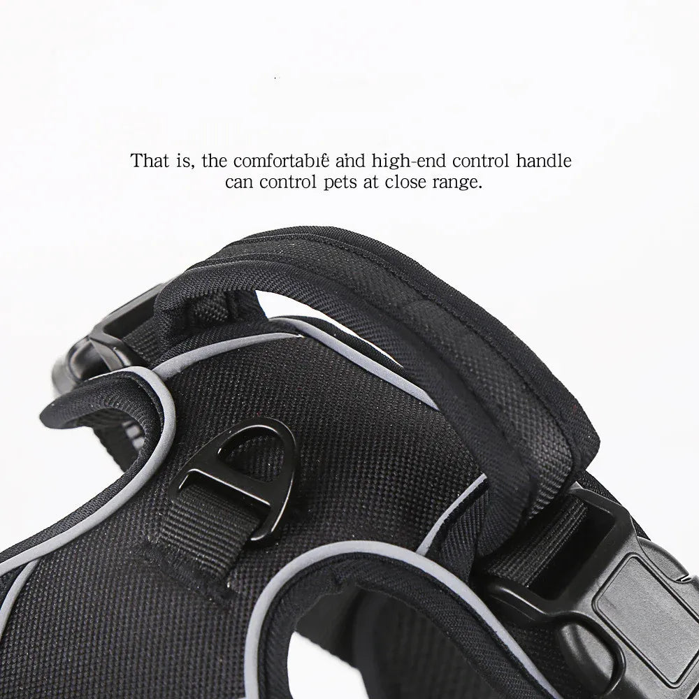 Reflective No-Pull Dog Harness – Black, Large (with 1.5m Lead)