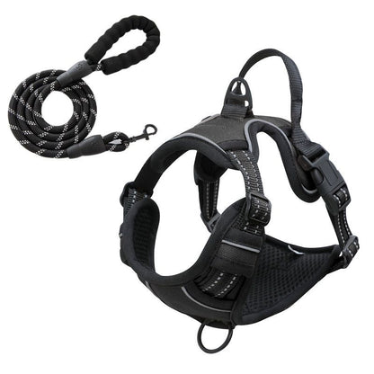 Reflective No-Pull Dog Harness – Black, Medium (with 1.5m Lead)