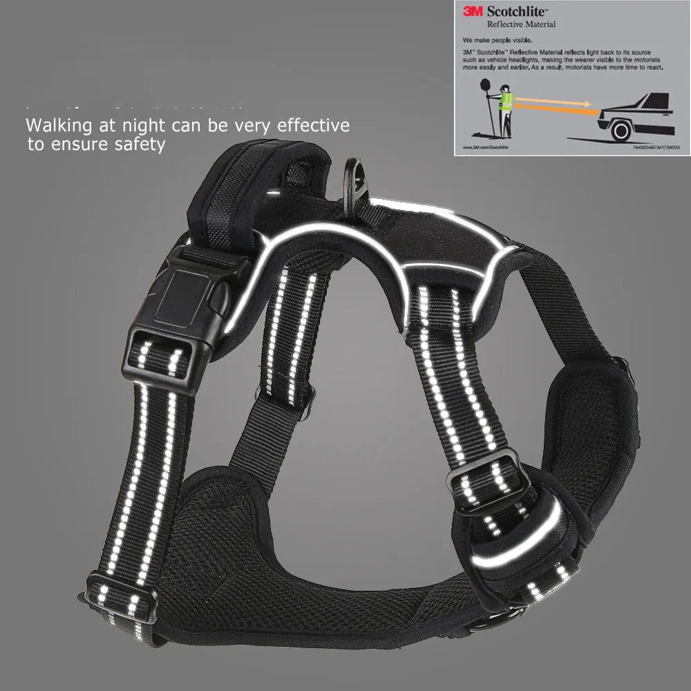 Reflective No-Pull Dog Harness – Red, Large (with 1.5m Lead)
