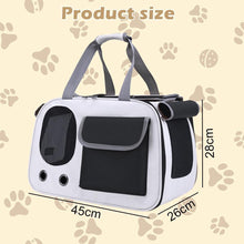 Foldable Pet Carrier Bag for Cats & Small Dogs – Breathable Mesh, Roller Shutter & Fleece Cushion (Black, 45x28x26cm)