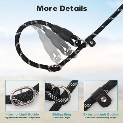 1.8m Dog Training Leash with Reflective Thread & Dual Handles