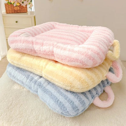 Soft Corduroy Fleece Pet Mat for Cats & Small Pets – Non-Slip, Washable Sleeping Mat (Blue, S: 40x50cm)