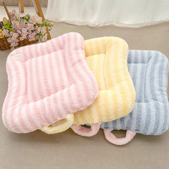 Soft Corduroy Fleece Pet Mat for Cats & Small Pets – Non-Slip, Washable Sleeping Mat (Yellow, S: 40x50cm)