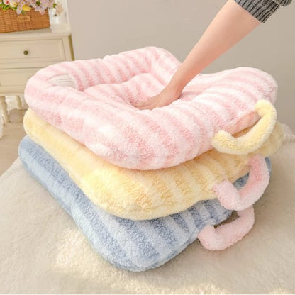 Soft Corduroy Fleece Pet Mat for Cats & Small Pets – Non-Slip, Washable Sleeping Mat (Yellow, S: 40x50cm)