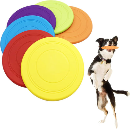 6-Pack Soft Silicone Dog Flying Discs – 17.8cm, Floats on Water