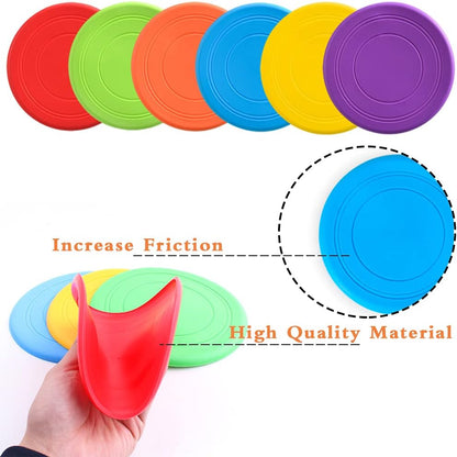 6-Pack Soft Silicone Dog Flying Discs – 17.8cm, Floats on Water