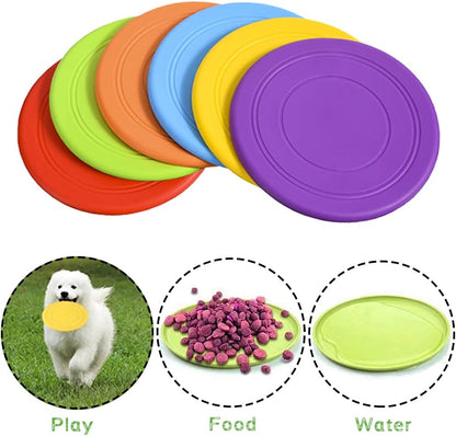 6-Pack Soft Silicone Dog Flying Discs – 17.8cm, Floats on Water