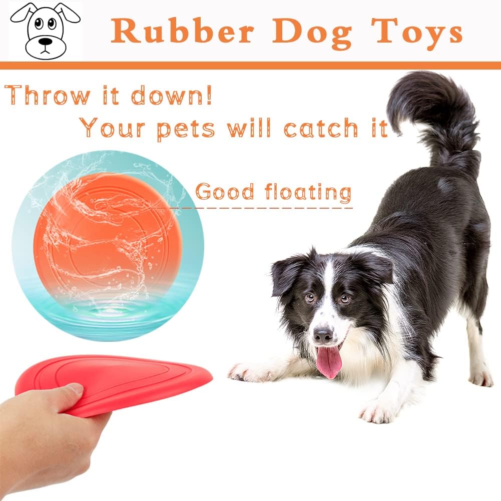 6-Pack Soft Silicone Dog Flying Discs – 17.8cm, Floats on Water