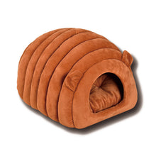 Orange & Brown Cat Cave Bed – Foldable Semi-Enclosed Pet House
