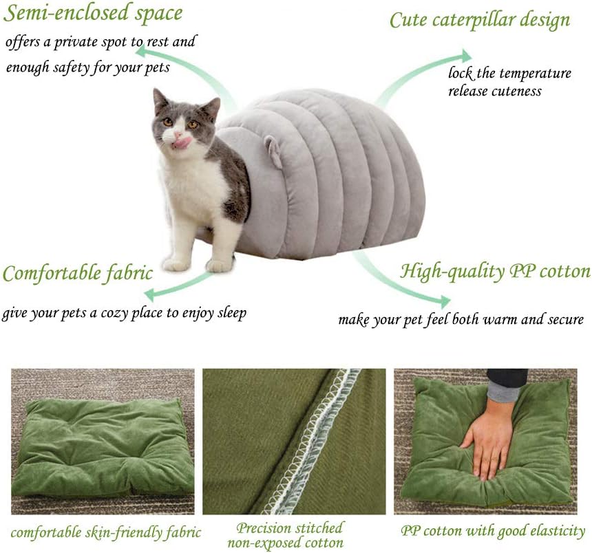 Orange & Brown Cat Cave Bed – Foldable Semi-Enclosed Pet House