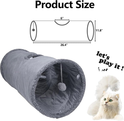 Cat Play Tunnel - 1 Piece - Indoor Outdoor Pet Play Tube - Crawl Tunnel - Play House - Grey