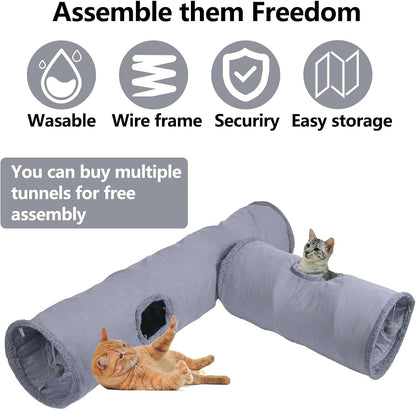 Cat Play Tunnel - 1 Piece - Indoor Outdoor Pet Play Tube - Crawl Tunnel - Play House - Grey