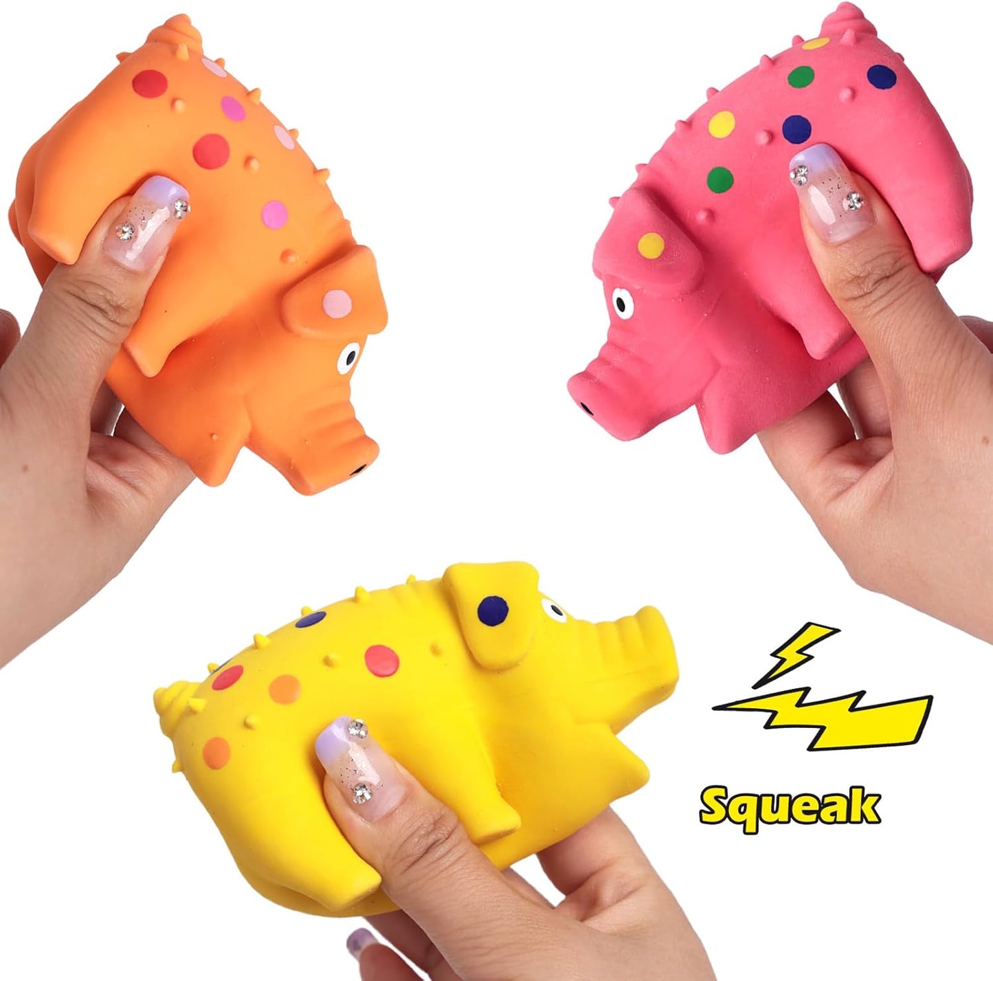3-Pack Squeaky Latex Pig Dog Toys – 10cm, Natural Rubber Chew Toys