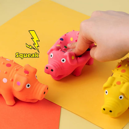 3-Pack Squeaky Latex Pig Dog Toys – 10cm, Natural Rubber Chew Toys