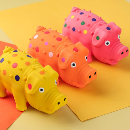 3-Pack Squeaky Latex Pig Dog Toys – 10cm, Natural Rubber Chew Toys