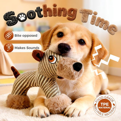 Indestructible Squeaky Plush Dog Toy – Cartoon Brown Bear