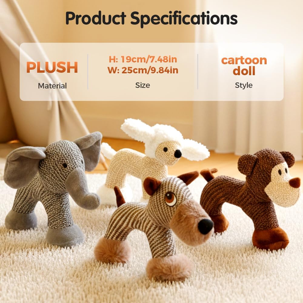 Indestructible Squeaky Plush Dog Toy – Cartoon Brown Bear