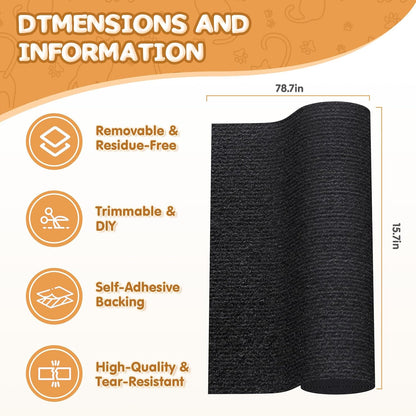 Trimmable Self-Adhesive Cat Scratching Mat – Light Grey (200cm x 40cm)