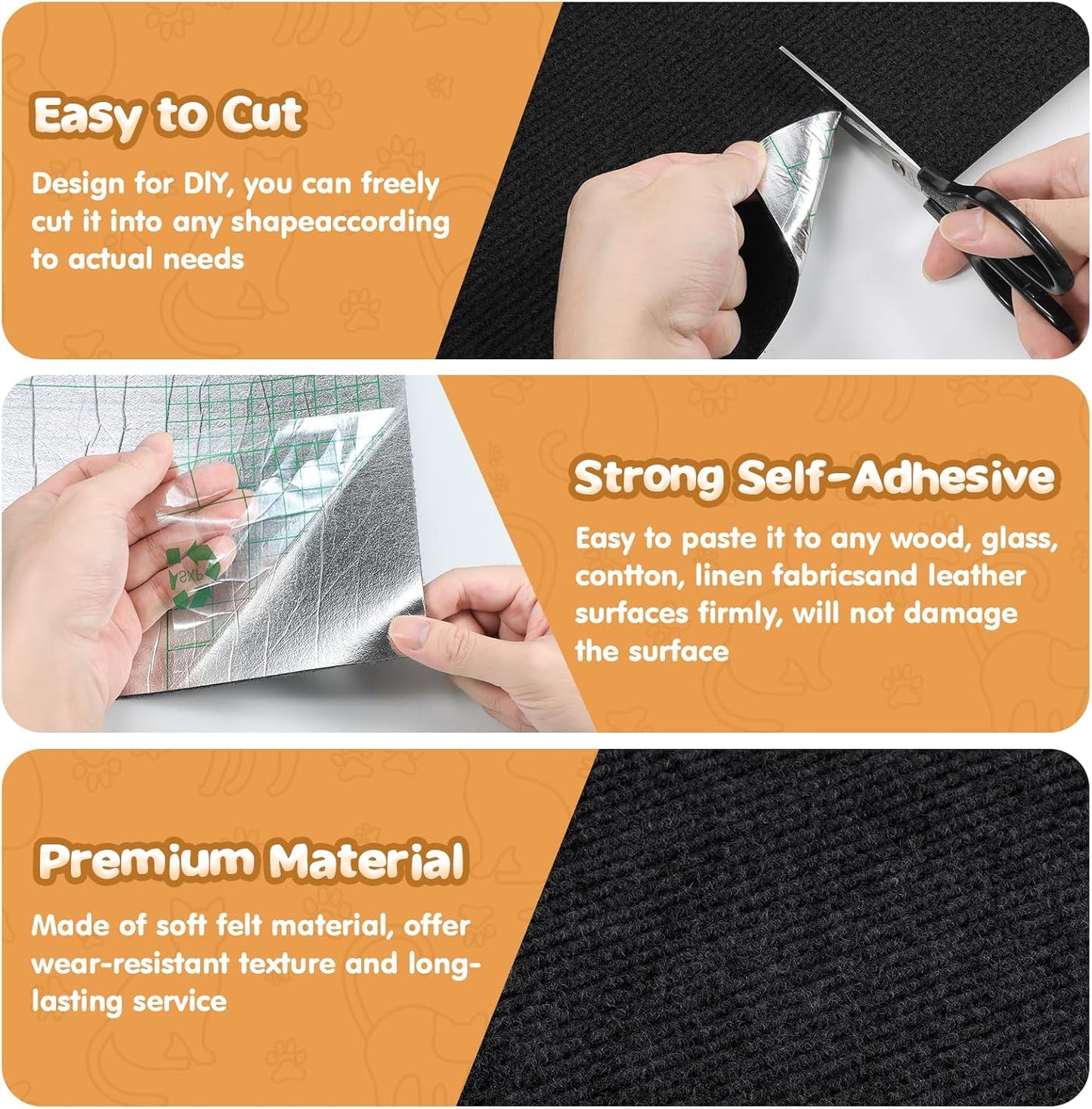 Trimmable Self-Adhesive Cat Scratching Mat – Light Grey (200cm x 40cm)