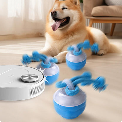 3-Mode Interactive Auto Rolling Ball Dog Toy – Squeaky, Blue
