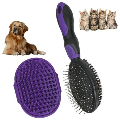 Pet Grooming Brush Set 2-Pack – Double-Sided Brush & Shampoo Brush for Dogs, Cats & Horses