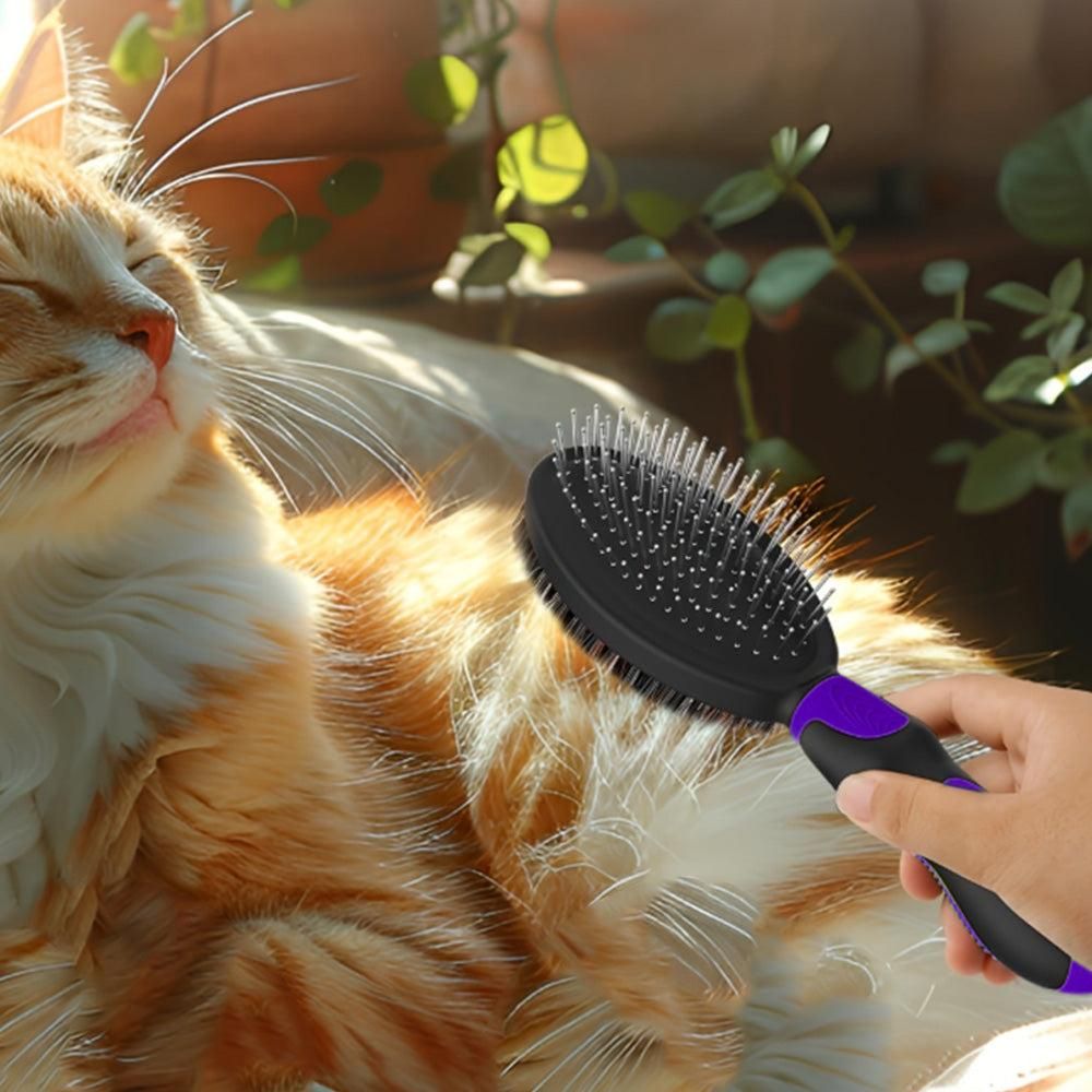 Pet Grooming Brush Set 2-Pack – Double-Sided Brush & Shampoo Brush for Dogs, Cats & Horses