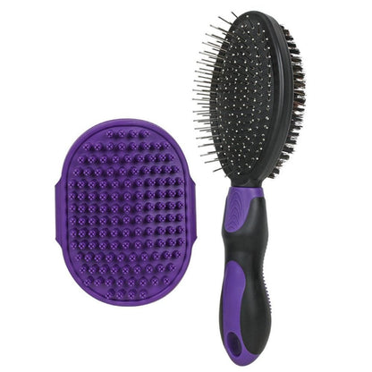 Pet Grooming Brush Set 2-Pack – Double-Sided Brush & Shampoo Brush for Dogs, Cats & Horses